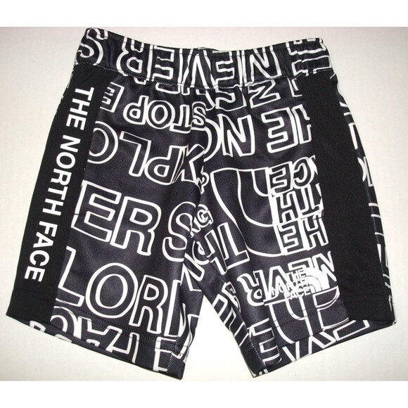 New Boys XS 6 NWT North Face Knit Short Black White Logo Never Stop TNF - Picture 1 of 4
